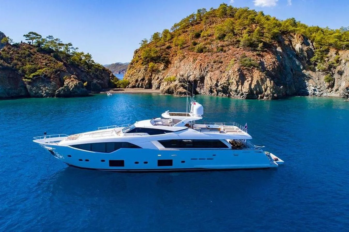 a boat on the water aboard CUSTOM LINE  97 Yacht for Sale