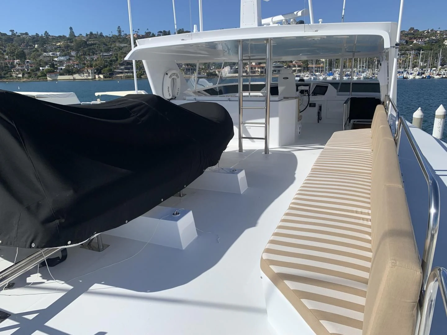 a boat on a deck aboard WHISKEY DAWN Yacht for Sale