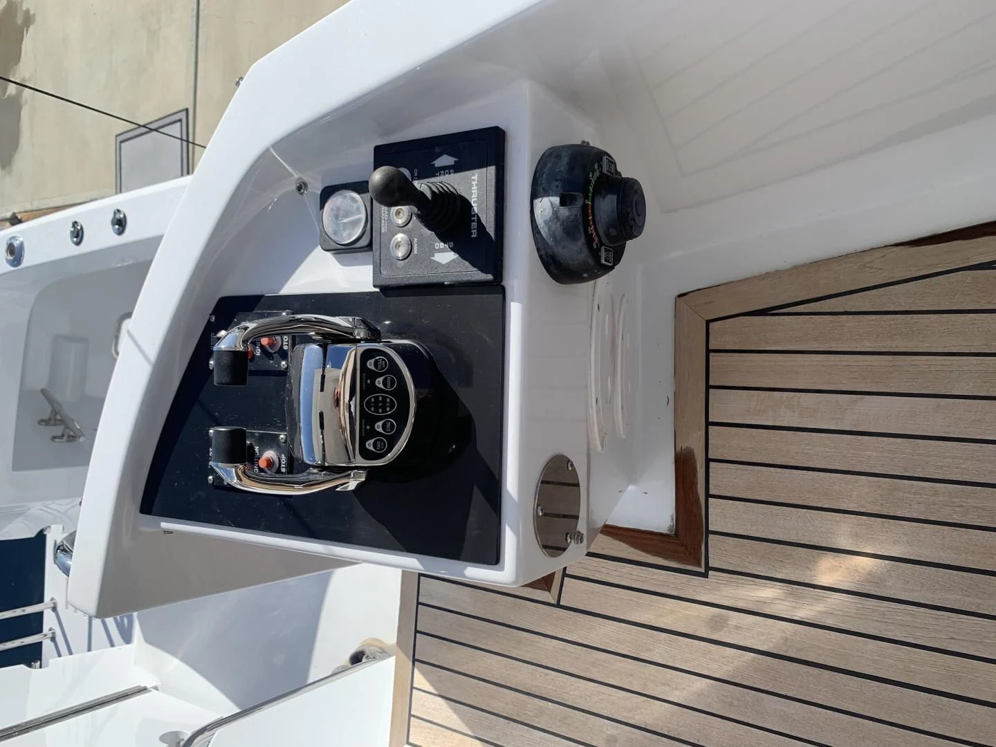 a white machine with a round black object on the side aboard WHISKEY DAWN Yacht for Sale