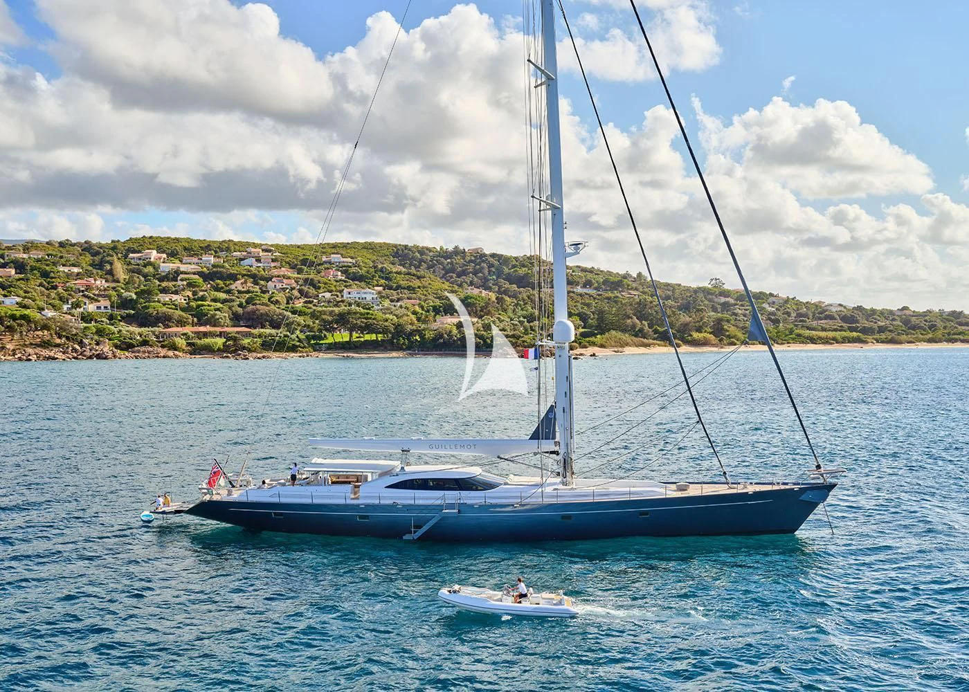 a boat sailing in the water aboard GUILLEMOT Yacht for Sale
