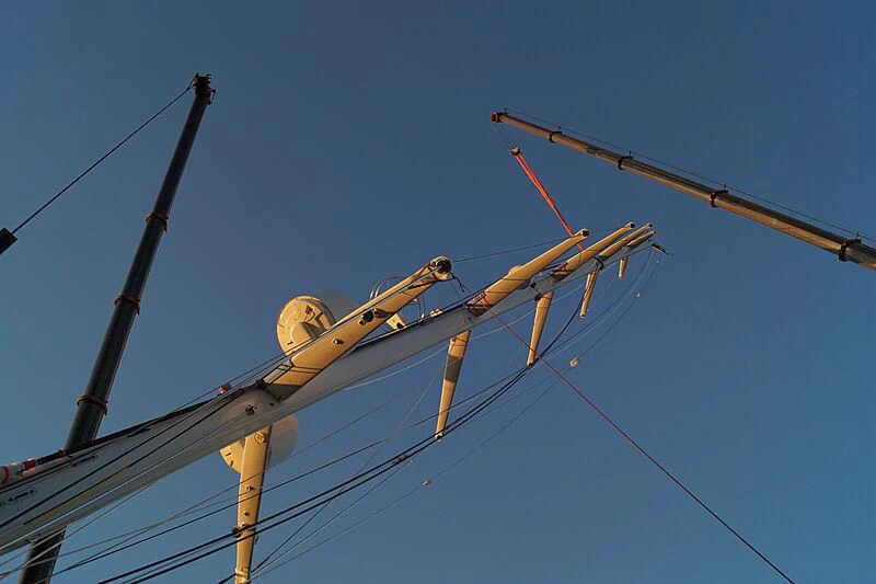 a close-up of a crane aboard GUILLEMOT Yacht for Sale