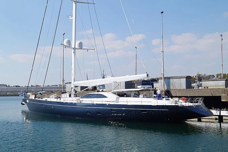 a boat docked at a pier aboard GUILLEMOT Yacht for Sale