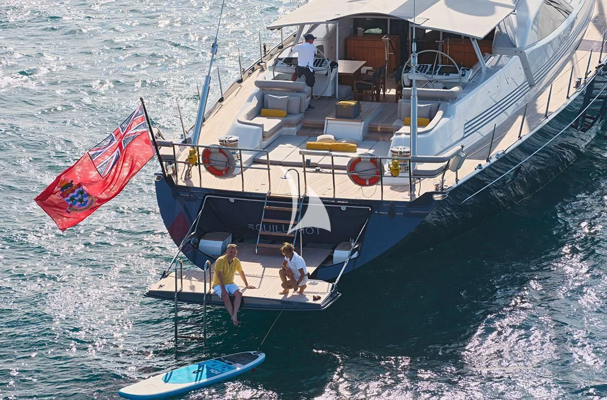 a boat with people on it aboard GUILLEMOT Yacht for Sale