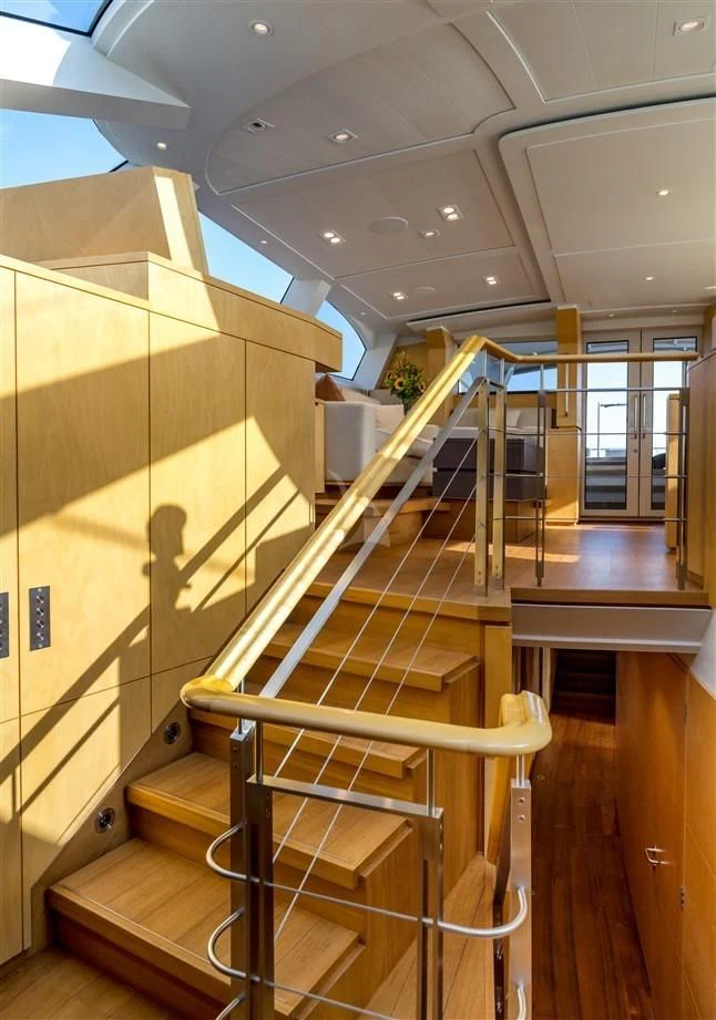 a staircase in a building aboard GUILLEMOT Yacht for Sale