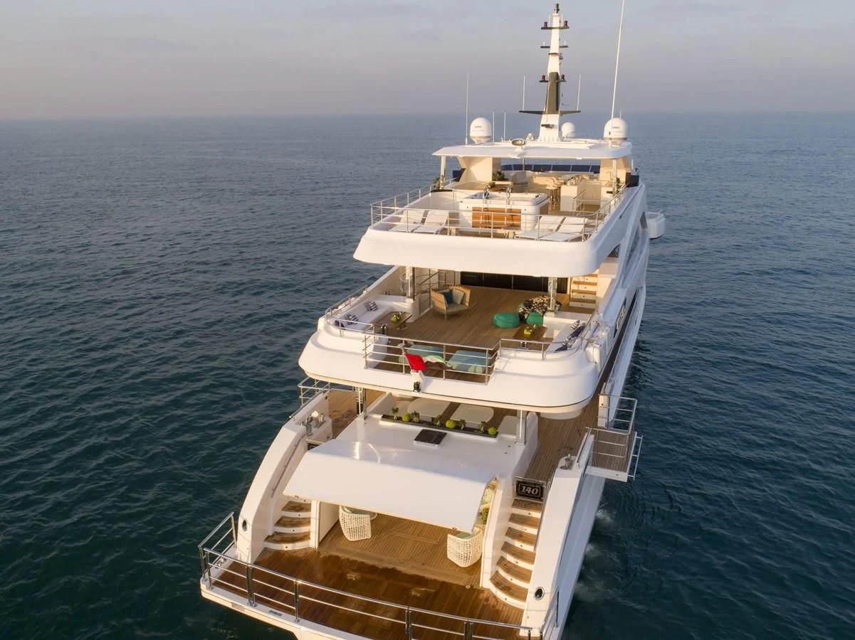 a large white boat in the water aboard MAJESTY 155 Yacht for Sale