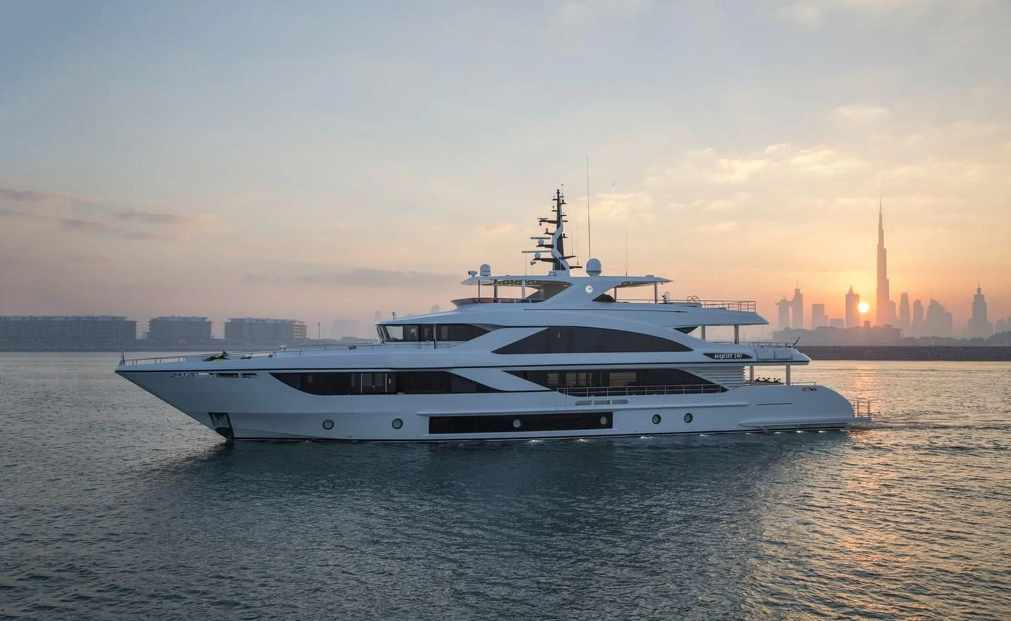 a yacht on the water aboard MAJESTY 155 Yacht for Sale