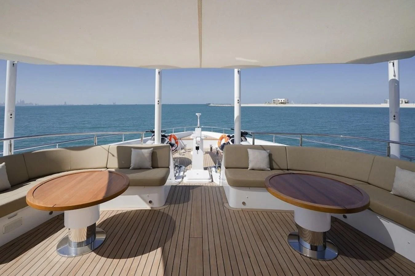 a living room with a large body of water aboard MAJESTY 155 Yacht for Sale
