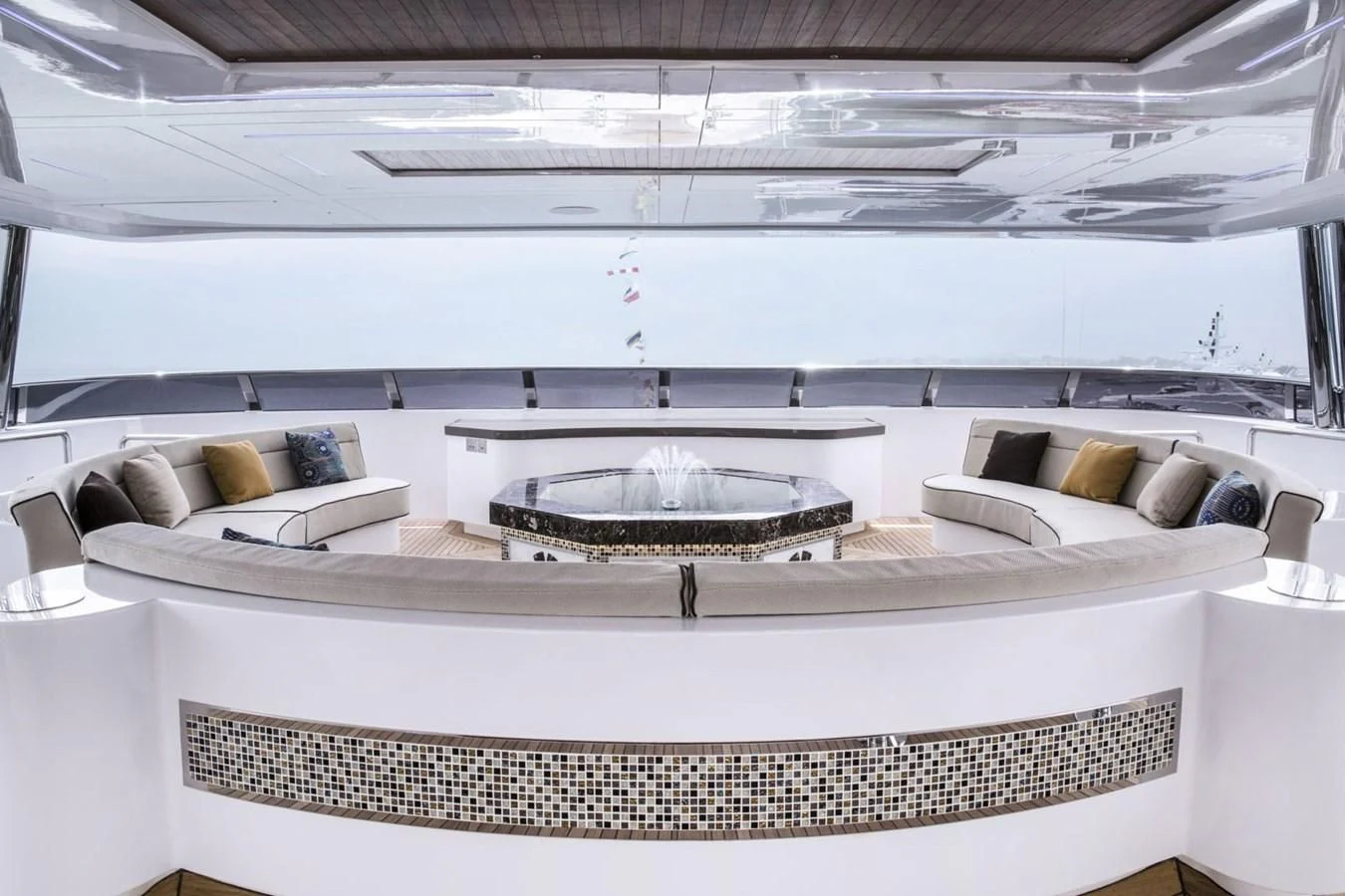 a room with a bed and a couch aboard MAJESTY 155 Yacht for Sale