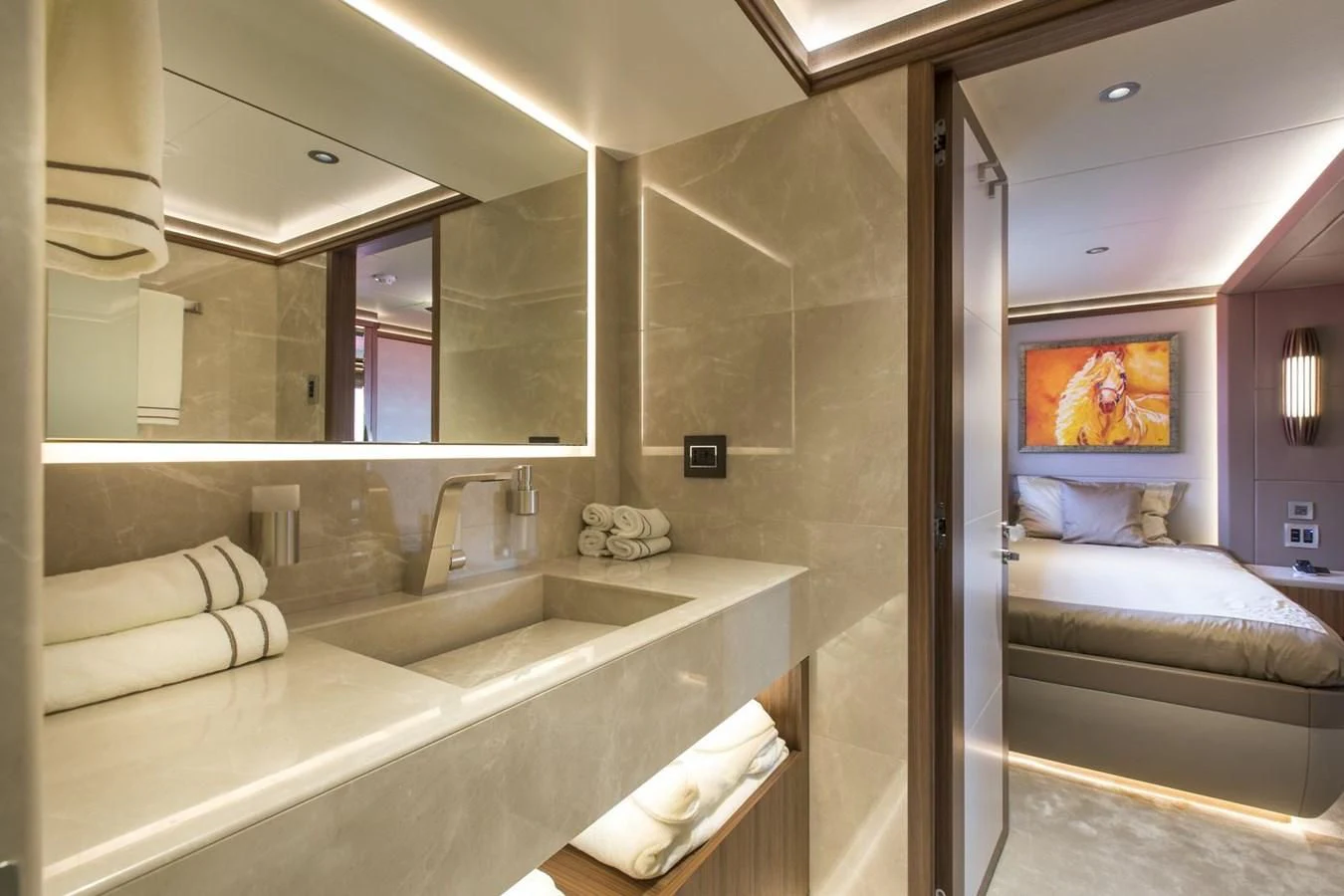 a bathroom with a large bathtub aboard MAJESTY 155 Yacht for Sale