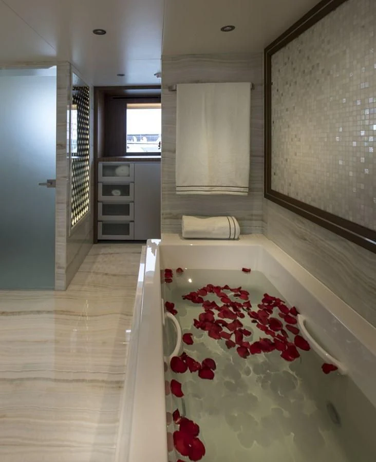 a room with a tile floor and a tile floor aboard MAJESTY 155 Yacht for Sale