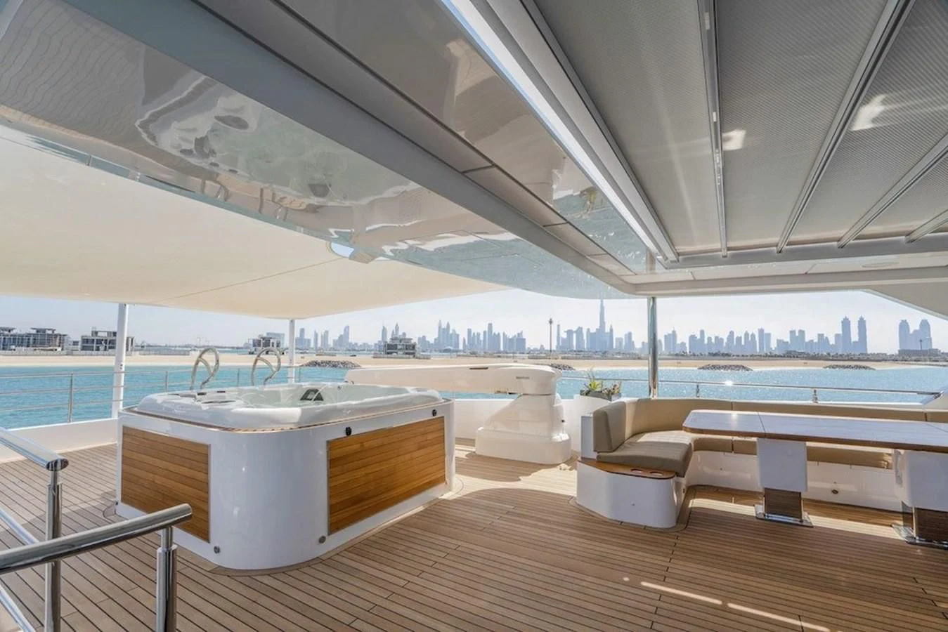 a room with a large window and a view of the water aboard MAJESTY 155 Yacht for Sale
