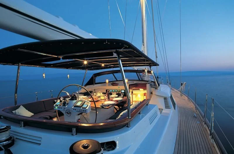 a boat on the water aboard WAVELENGTH Yacht for Sale