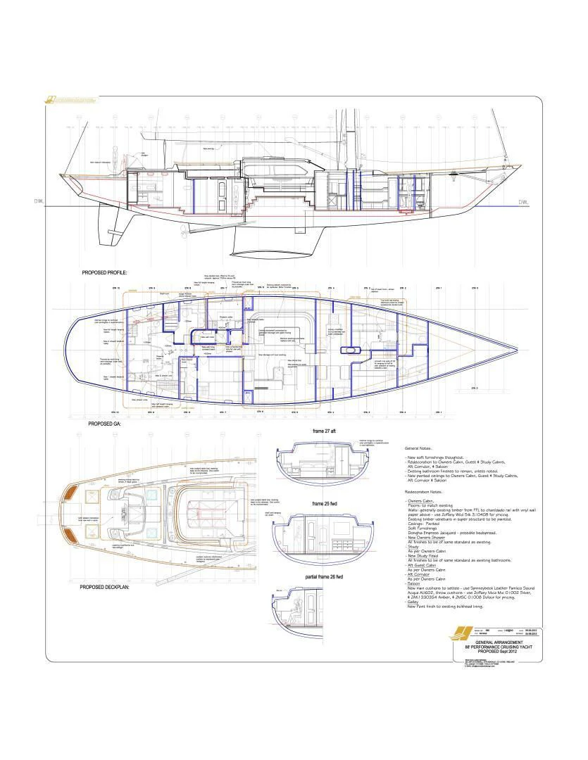 diagram, engineering drawing aboard WAVELENGTH Yacht for Sale