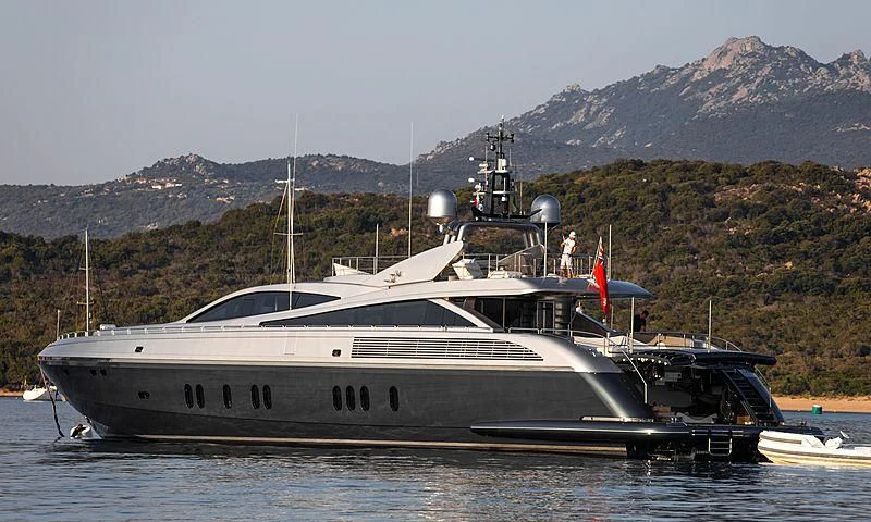 a large white boat in the water aboard FLYING DAGGER Yacht for Sale