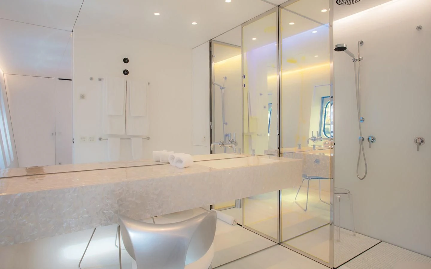 a bathroom with a bathtub and a sink aboard FLYING DAGGER Yacht for Sale