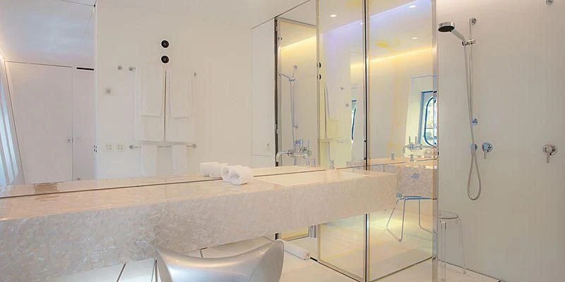 a bathroom with a bathtub and sink aboard FLYING DAGGER Yacht for Sale