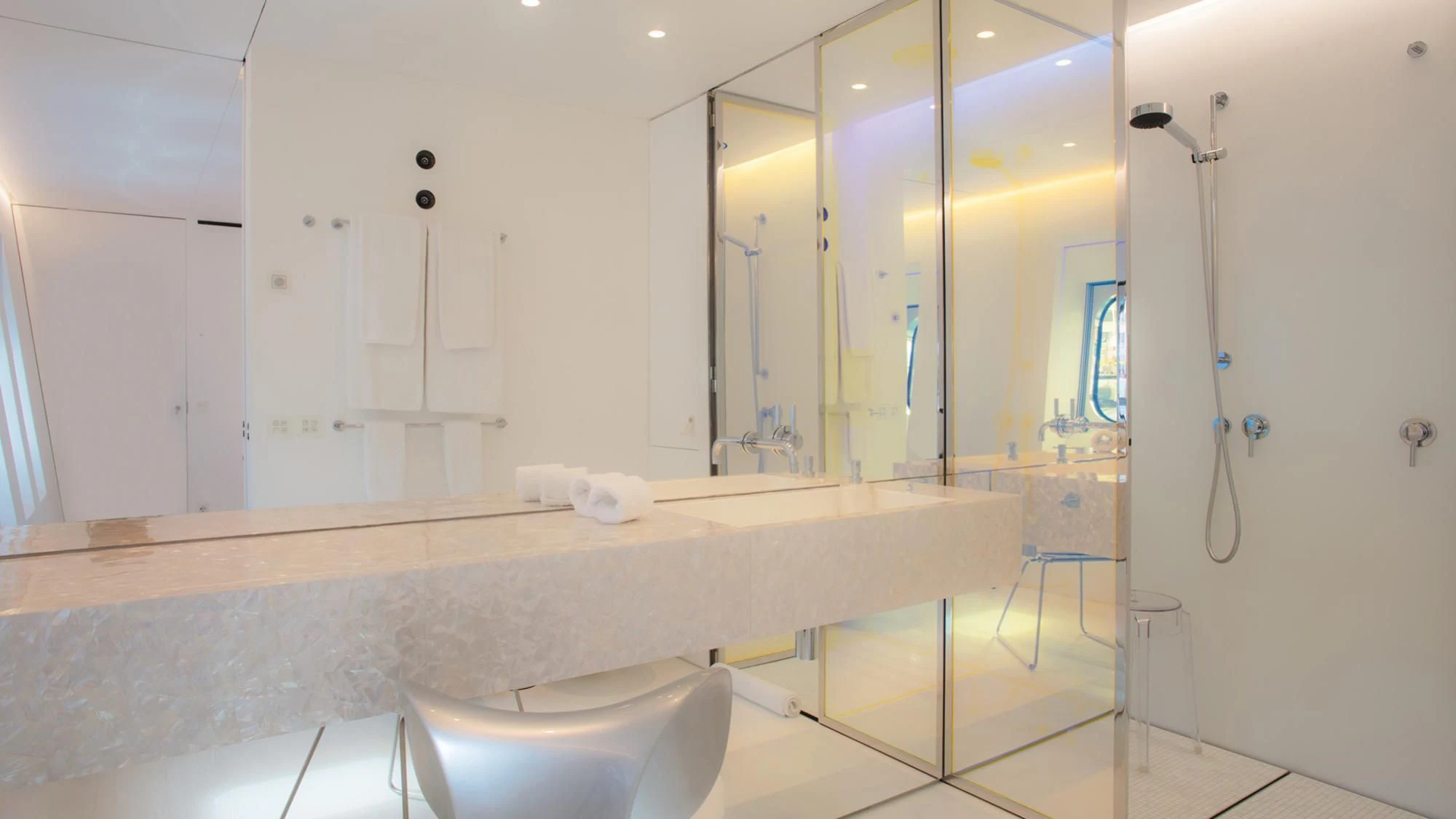 a bathroom with a bathtub and a sink aboard FLYING DAGGER Yacht for Sale