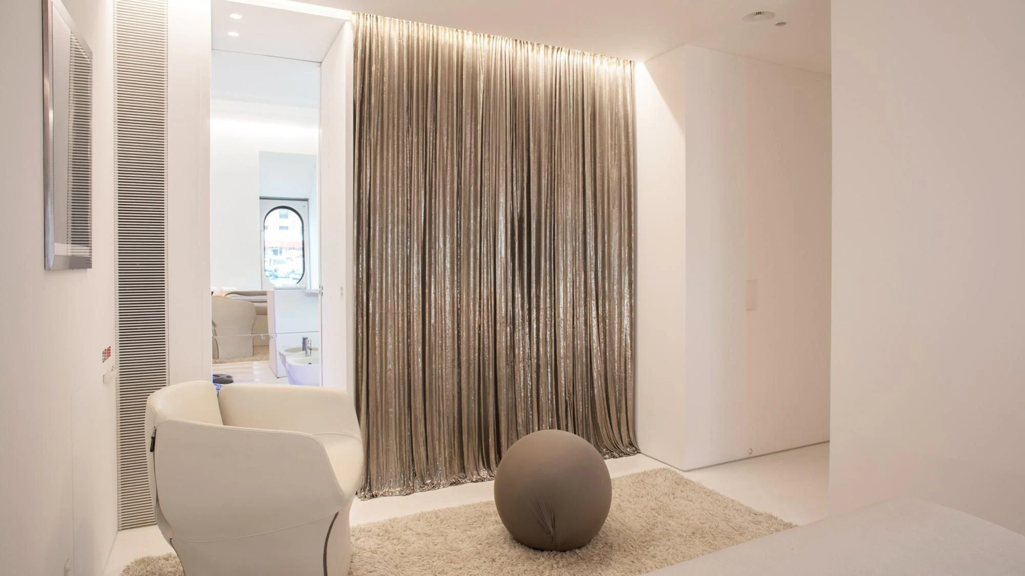 a large ball on the floor aboard FLYING DAGGER Yacht for Sale