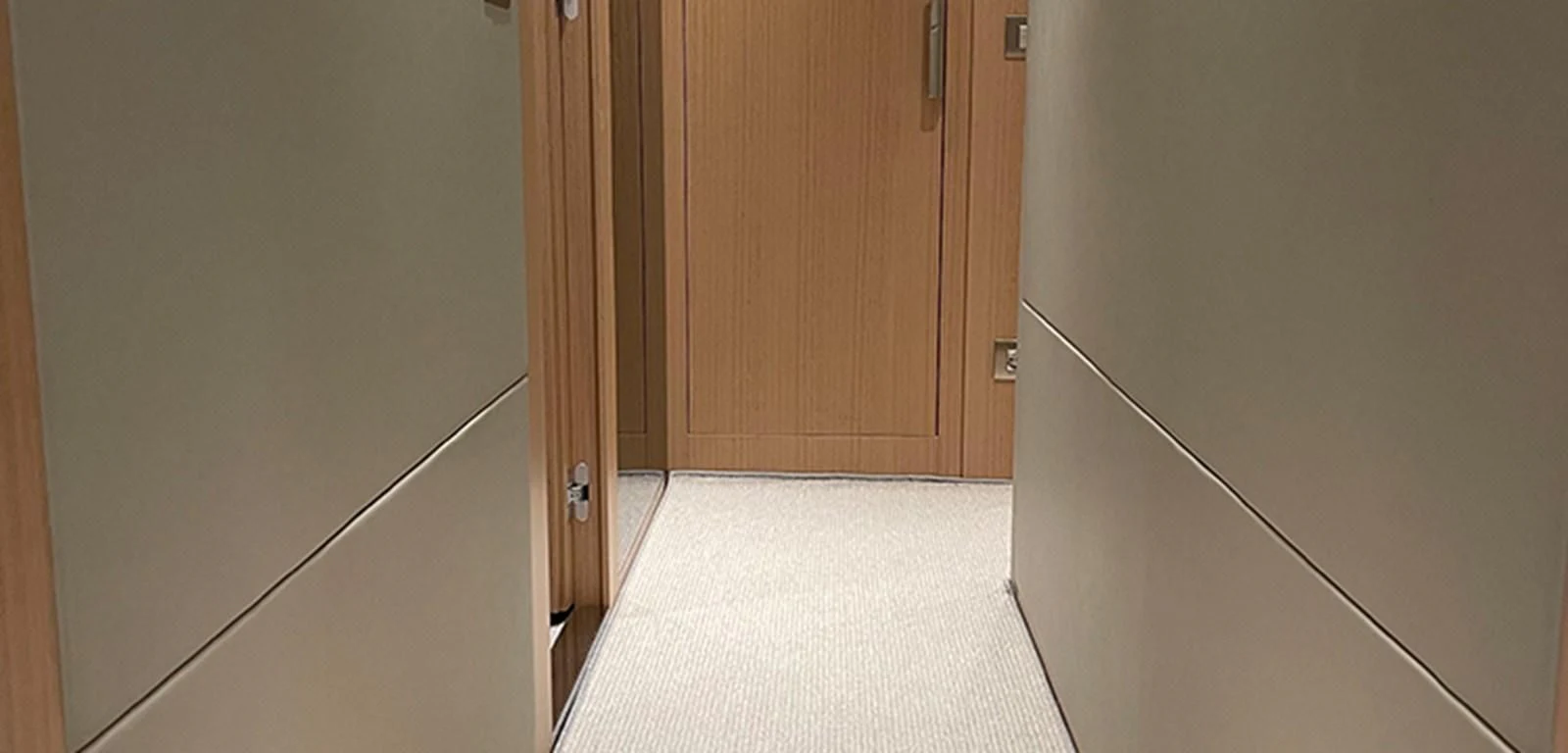 a hallway with a door and a hallway aboard Y2 Yacht for Sale