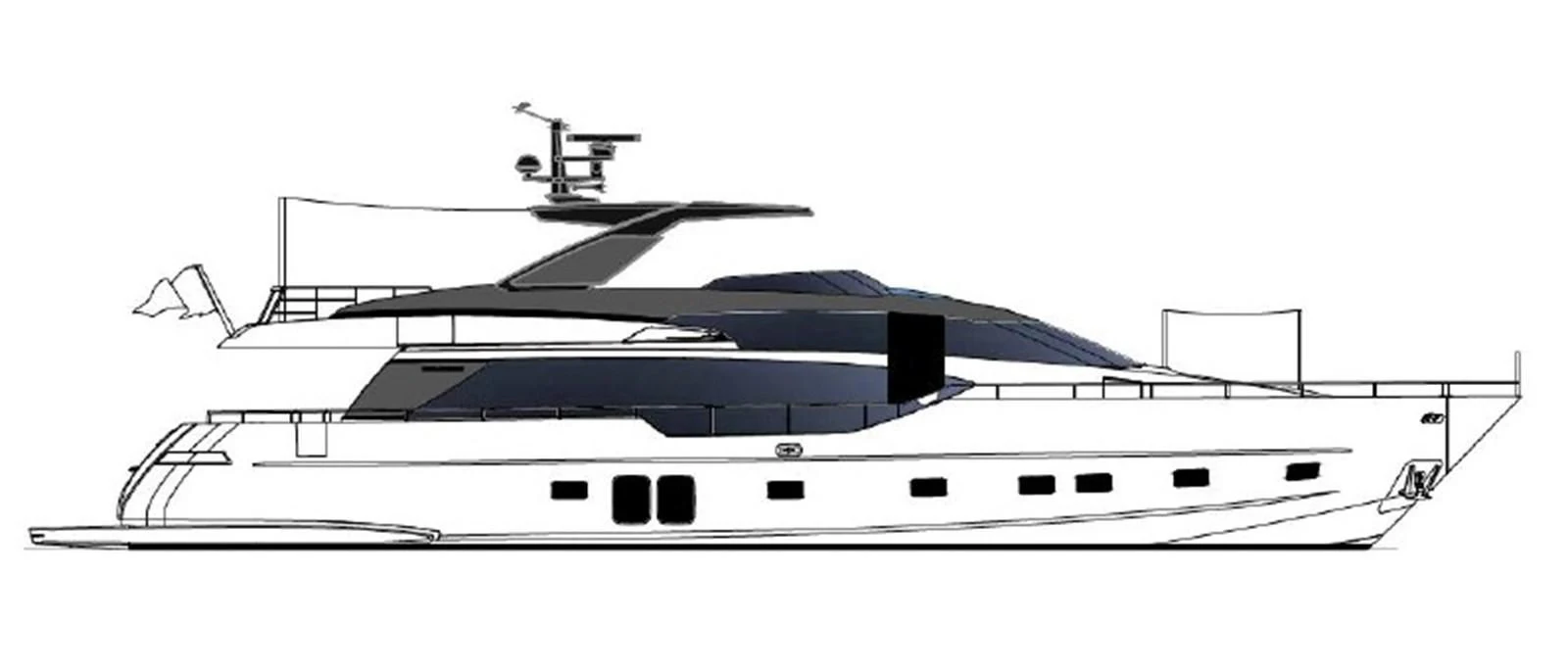 a white and black boat aboard Y2 Yacht for Sale