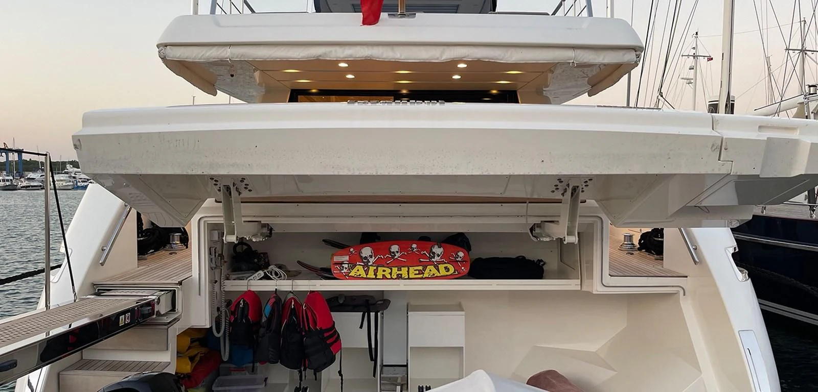 a boat with luggage on it aboard Y2 Yacht for Sale
