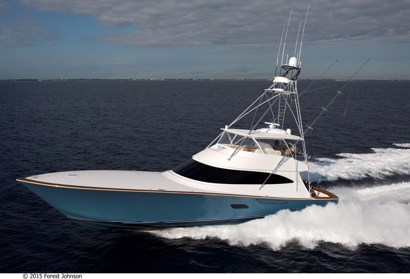 a boat on the water aboard 80'VIKING 2018 Yacht for Sale