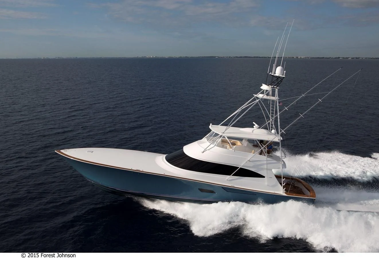 a boat on the water aboard 80'VIKING 2018 Yacht for Sale