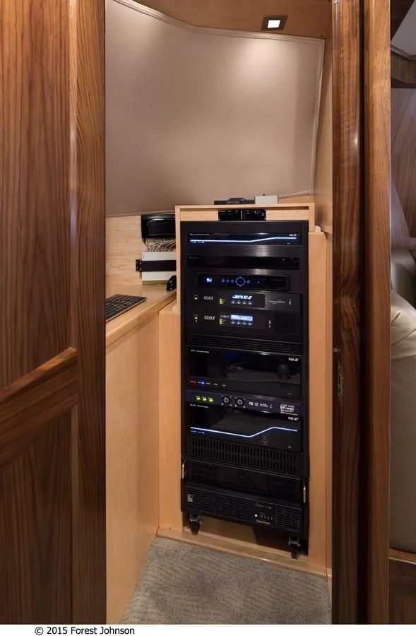 a black computer tower aboard 80'VIKING 2018 Yacht for Sale