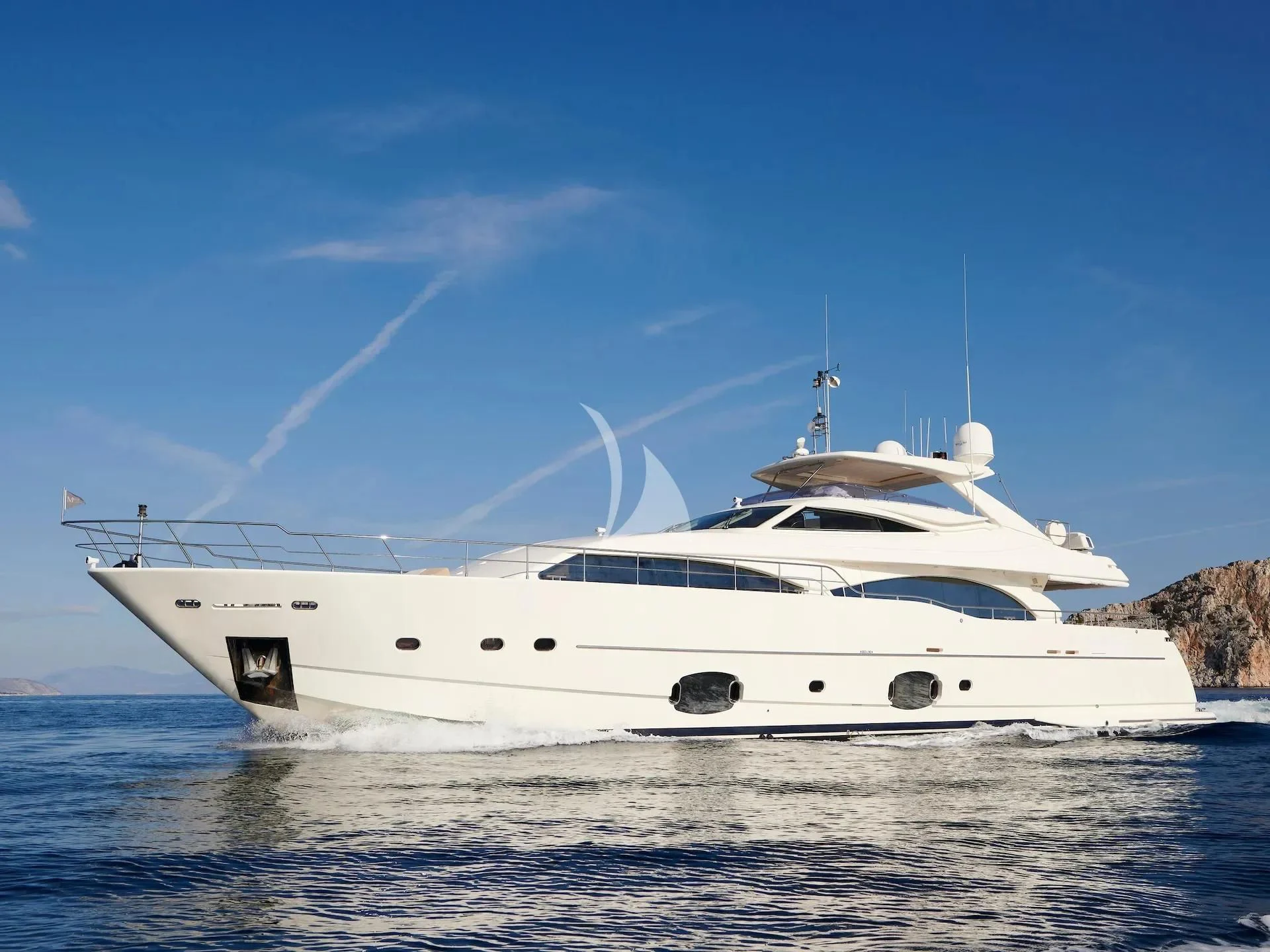 a white yacht in the water aboard WATCH ME Yacht for Charter