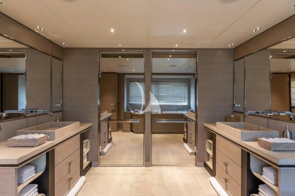 a kitchen with a large sink aboard GRACE (YET) Yacht for Sale