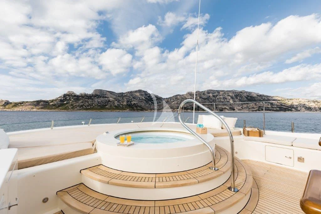 a boat on a deck aboard GRACE (YET) Yacht for Sale