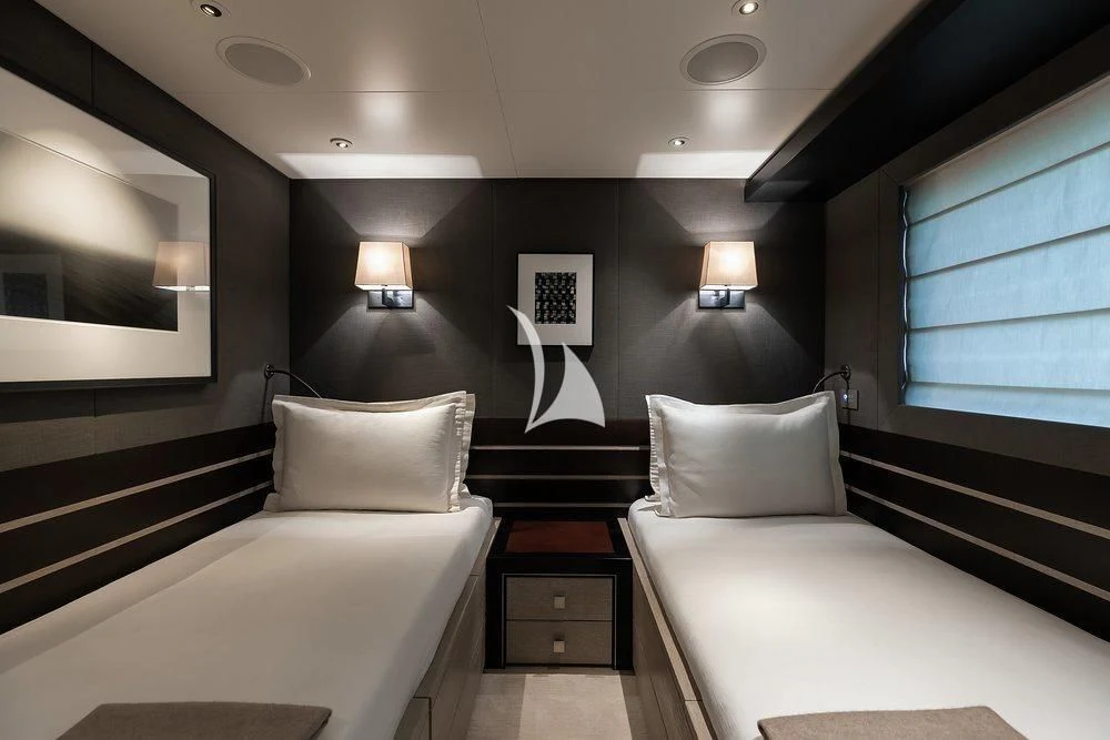 a room with two beds aboard GRACE (YET) Yacht for Sale