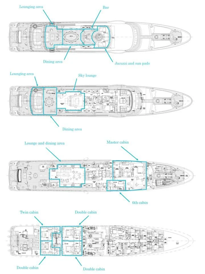 diagram aboard GRACE (YET) Yacht for Sale