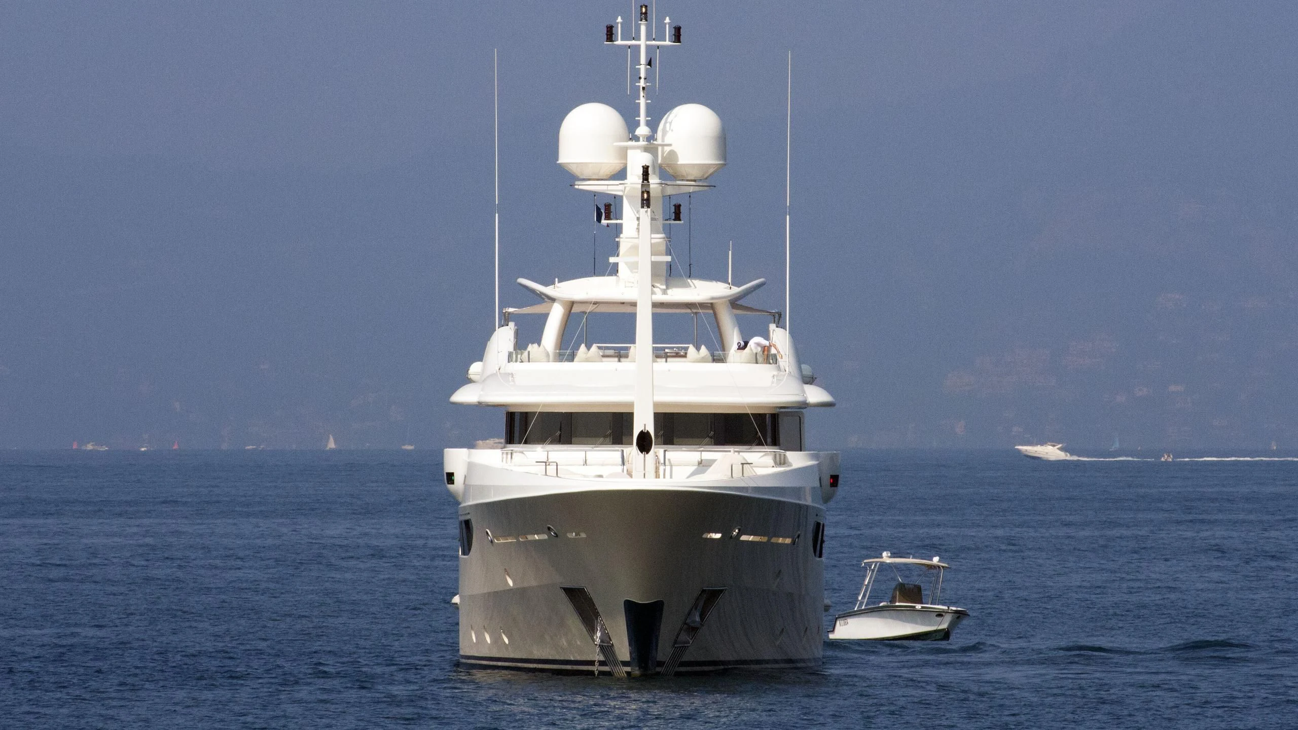 a large white boat in the water aboard GRACE (YET) Yacht for Sale