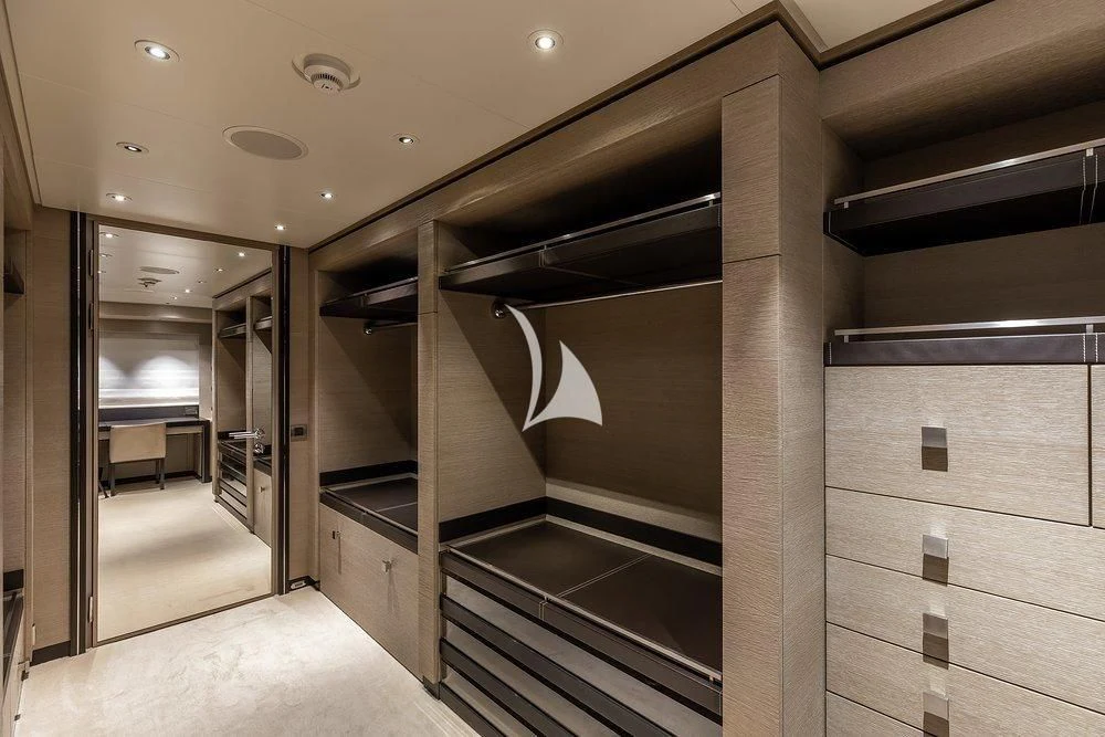 a room with a large mirror aboard GRACE (YET) Yacht for Sale