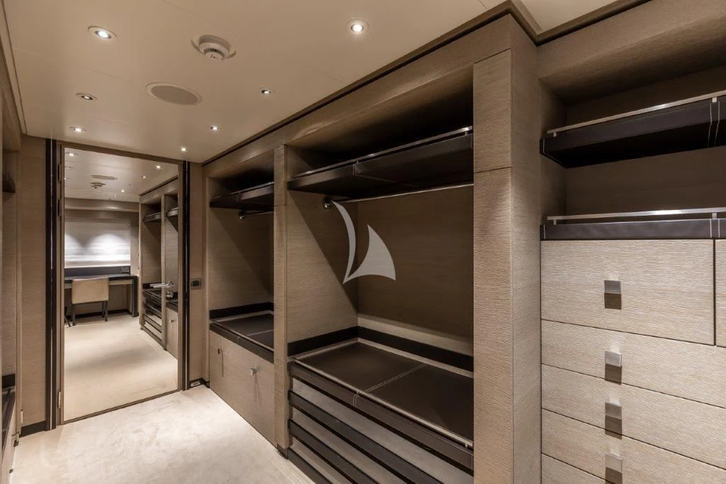 a room with a large mirror aboard GRACE (YET) Yacht for Sale