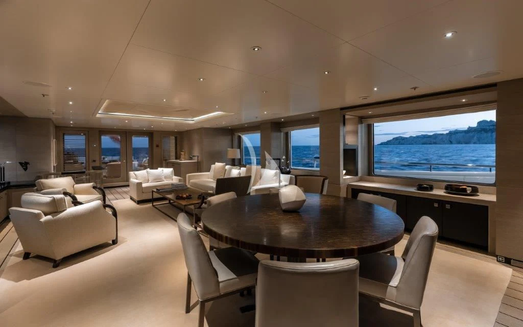 a room with a table and chairs aboard GRACE (YET) Yacht for Sale