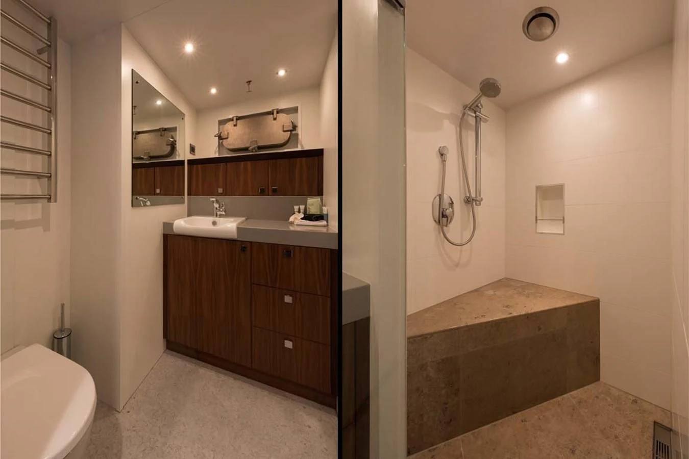 a bathroom with a sink and a toilet aboard PACIFIC HQ Yacht for Sale