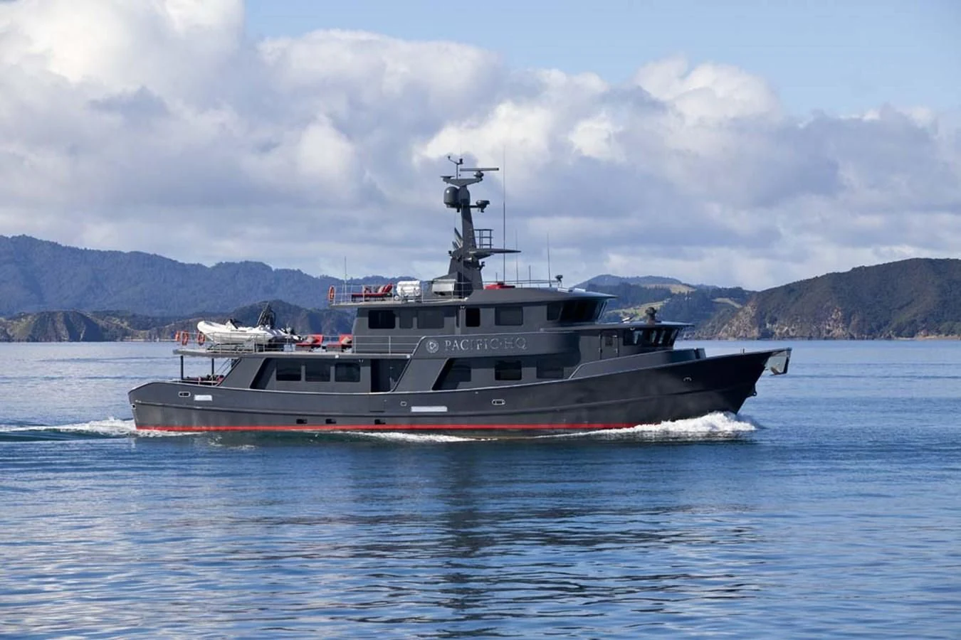 a boat on the water aboard PACIFIC HQ Yacht for Sale