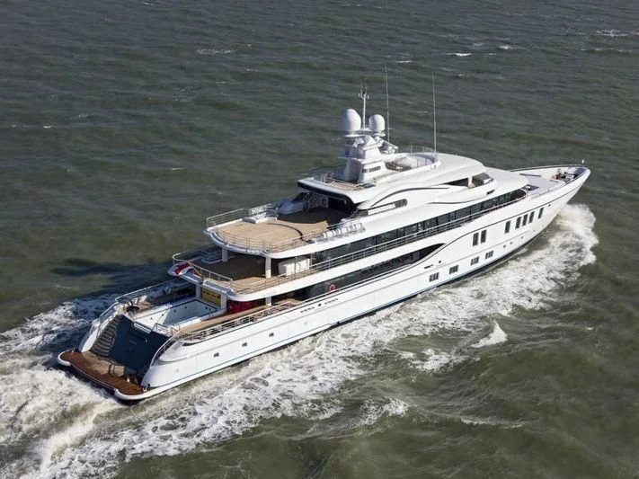 a ship in the water aboard PLVS VLTRA Yacht for Sale
