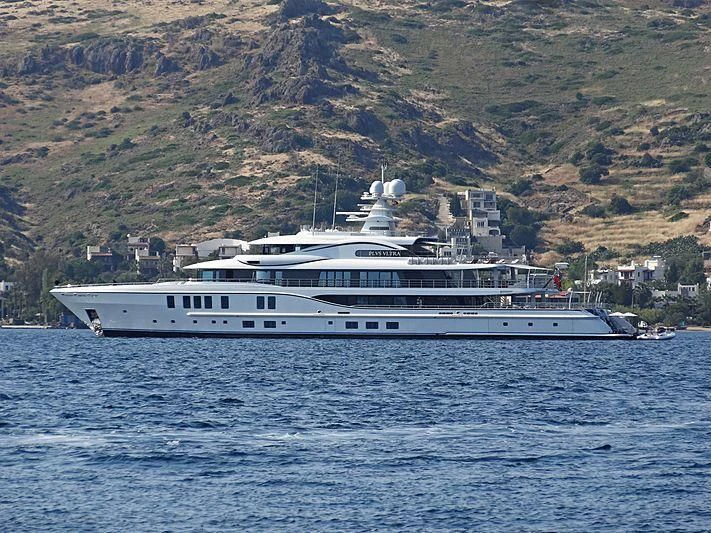 a boat on the water aboard PLVS VLTRA Yacht for Sale