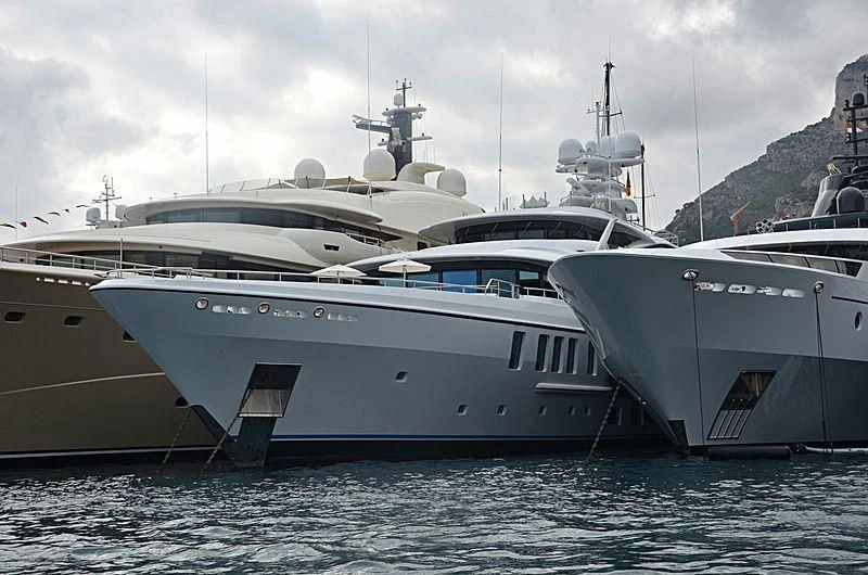 a group of boats in the water aboard PLVS VLTRA Yacht for Sale