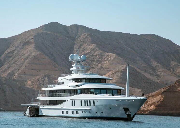 a boat in the water aboard PLVS VLTRA Yacht for Sale