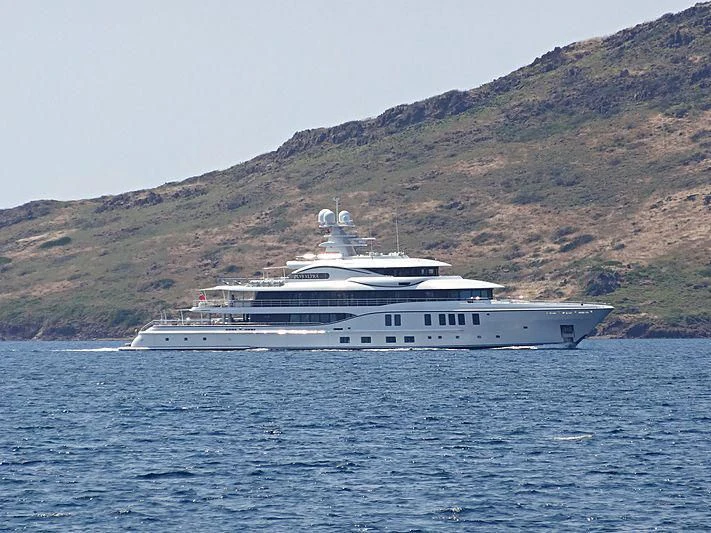 a boat on the water aboard PLVS VLTRA Yacht for Sale
