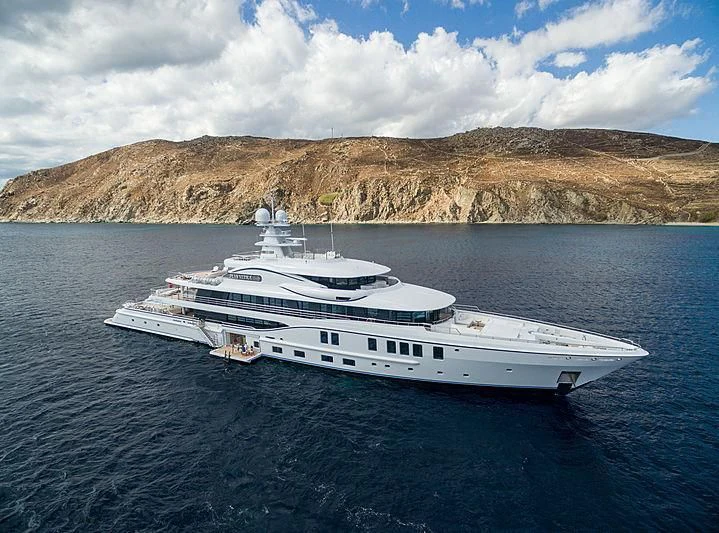a white yacht in the water aboard PLVS VLTRA Yacht for Sale