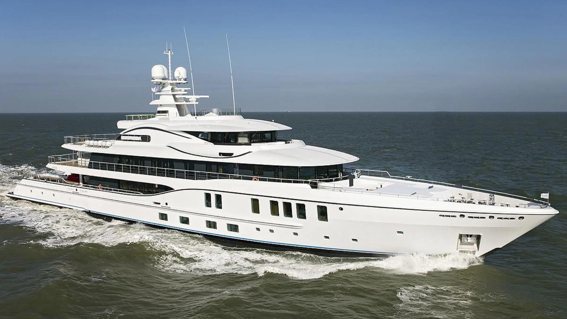 a large white ship aboard PLVS VLTRA Yacht for Sale