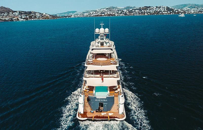 a ship sailing on the sea aboard PLVS VLTRA Yacht for Sale