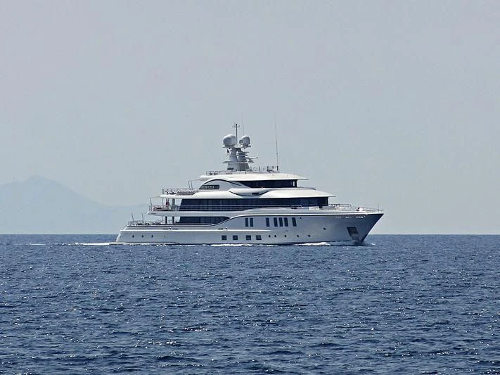 a white yacht in the water aboard PLVS VLTRA Yacht for Sale