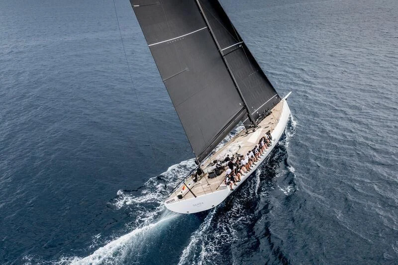 a boat sailing on the sea aboard GALATEIA Yacht for Sale