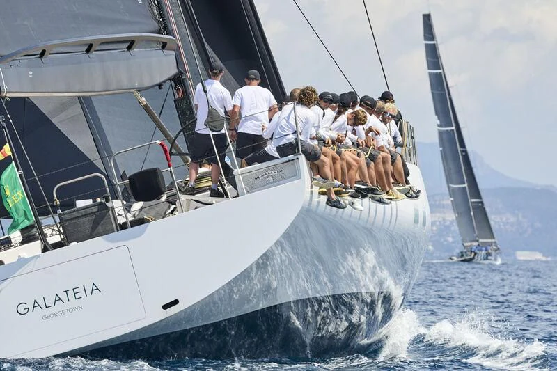 a group of people on a boat aboard GALATEIA Yacht for Sale